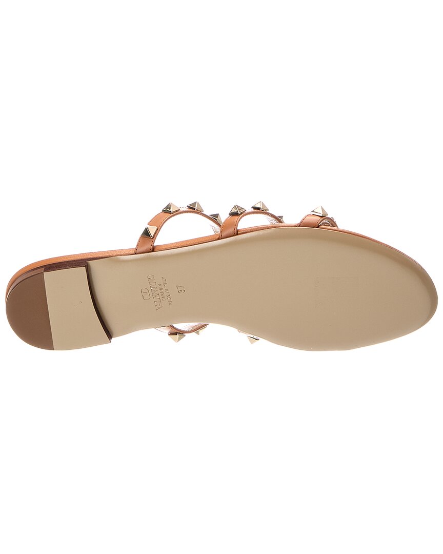 Valentino Valentino Rockstud Caged Leather Flat Sandal