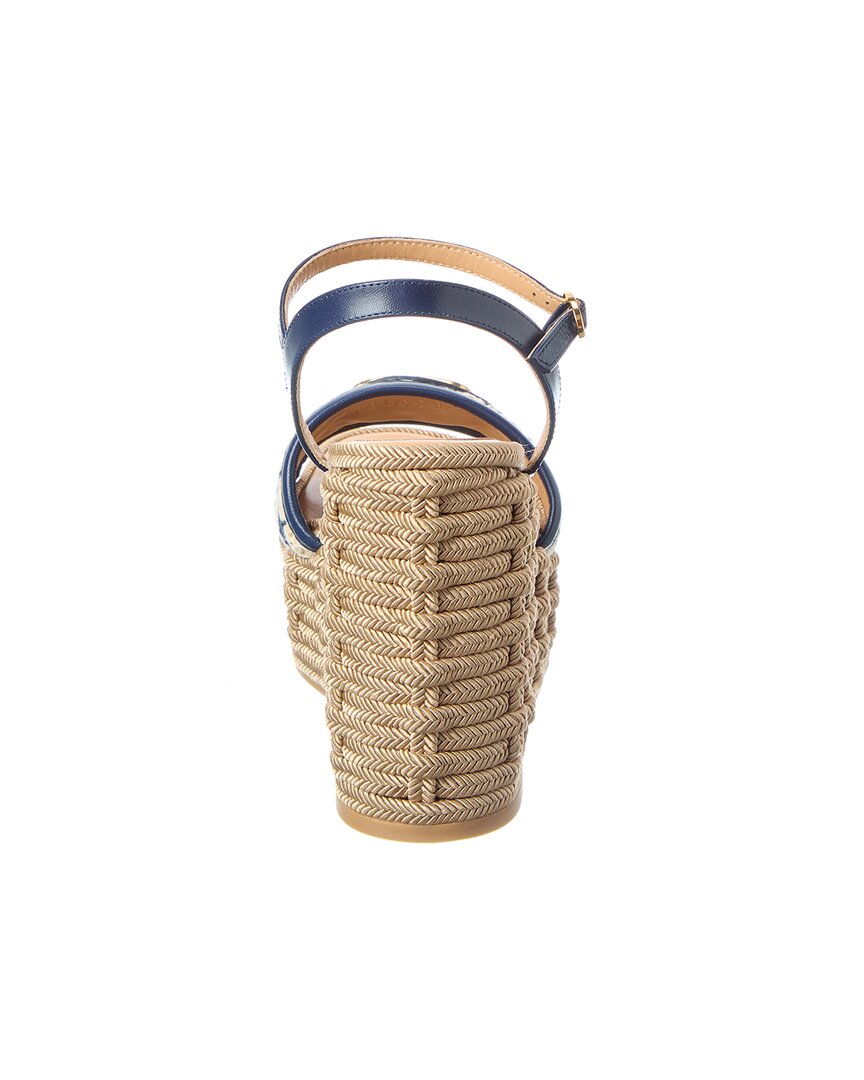 Valentino Valentino Vlogo Signature Leather & Canvas Wedge Sandal