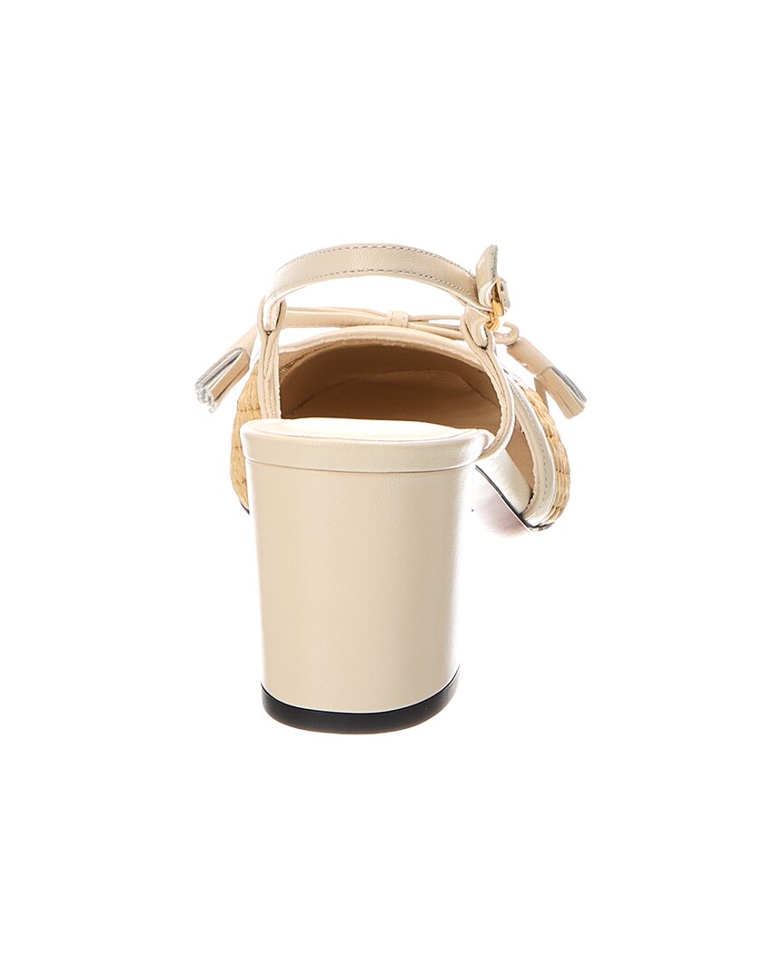 Valentino Valentino Vlogo Signature Leather & Raffia Slingback Pump