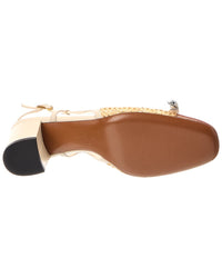Valentino Valentino Vlogo Signature Leather & Raffia Slingback Pump