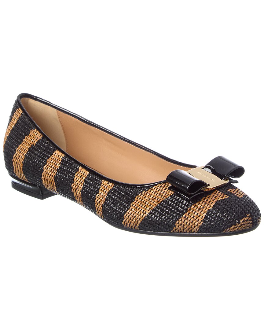 Ferragamo Ferragamo Varina Raffia & Patent Ballet