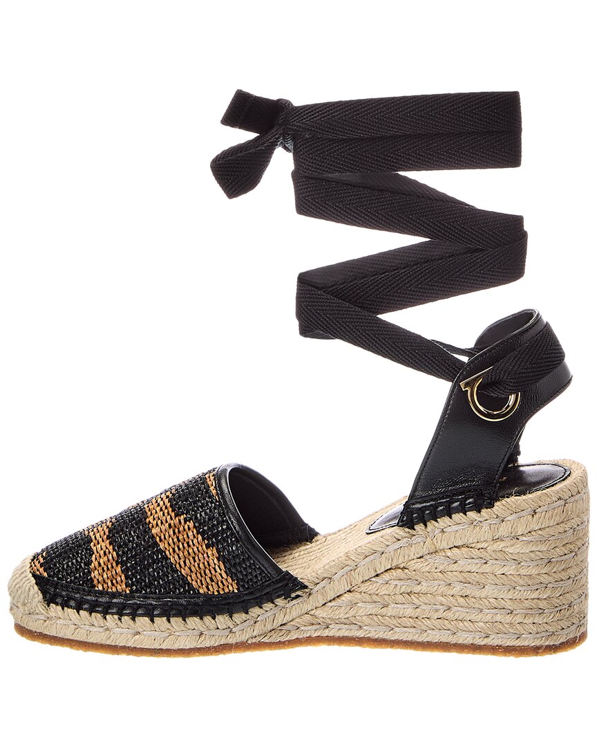 Ferragamo Ferragamo Leather & Raffia Espadrille