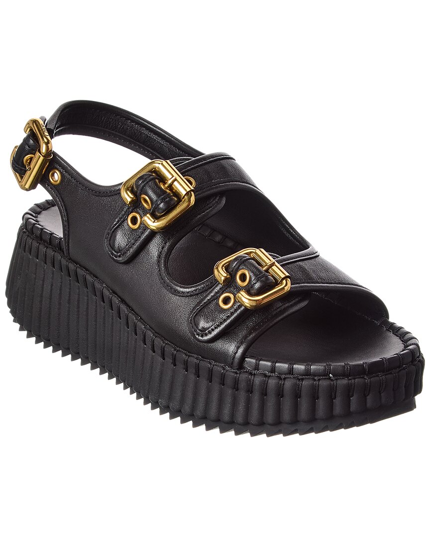 Chloé Chloe Nama Leather Wedge Sandal