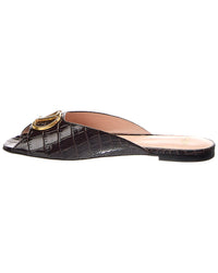 Valentino Vlogo Signature Croc-Embossed Leather Sandal