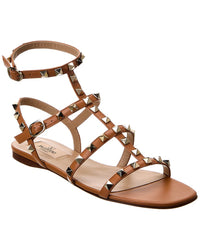 Valentino Valentino Rockstud Caged Leather Ankle Strap Sandal