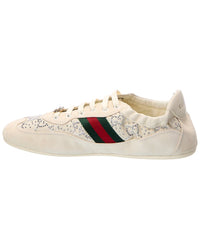 Gucci Gucci Gg Shift Crystal Suede & Canvas Sneaker