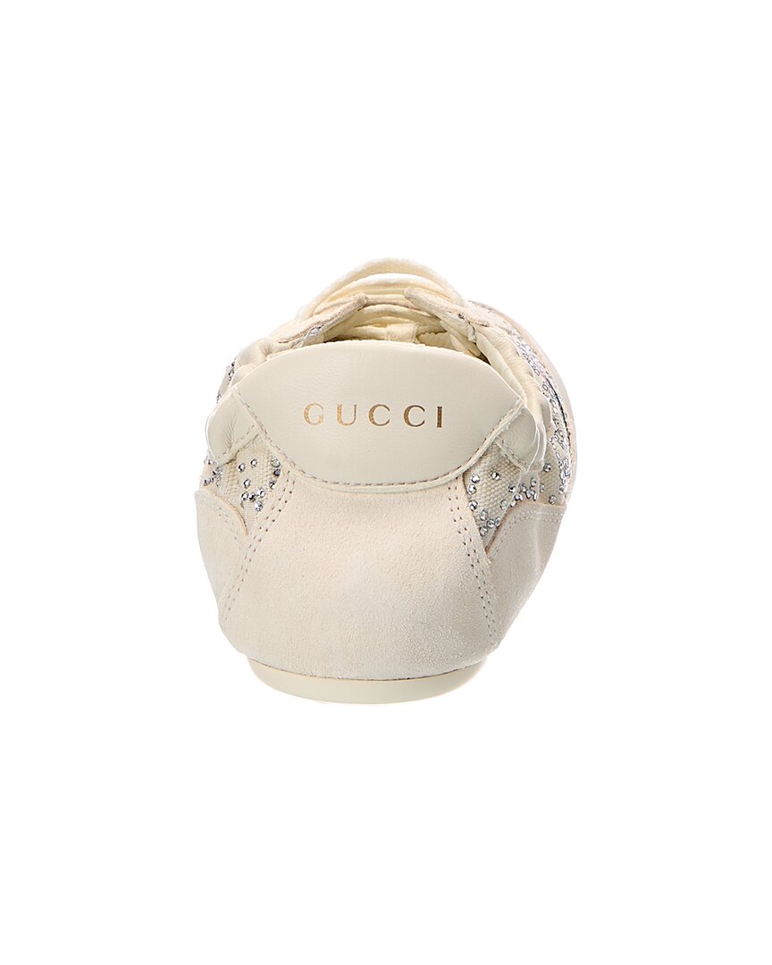 Gucci Gucci Gg Shift Crystal Suede & Canvas Sneaker