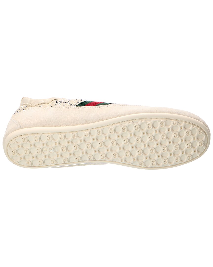 Gucci Gucci Gg Shift Crystal Suede & Canvas Sneaker