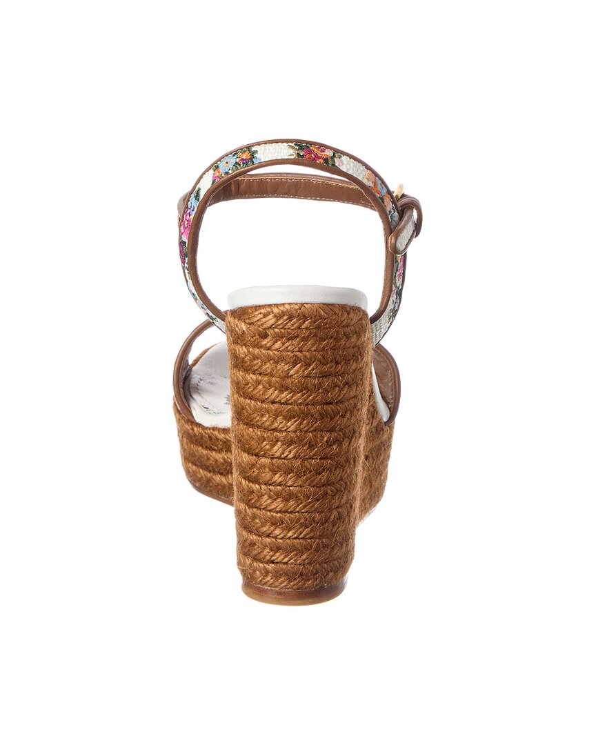 Dolce & Gabbana Dolce & Gabbana Majolica Canvas & Leather Wedge Sandal
