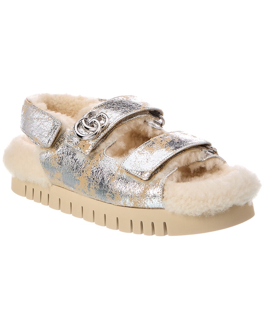 Gucci Gucci Gg Logo Leather Sandal