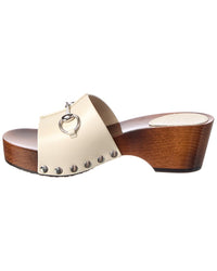 Gucci Gucci Horsebit Clog Leather Wedge Sandal