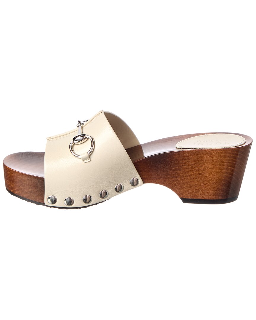 Gucci Gucci Horsebit Clog Leather Wedge Sandal