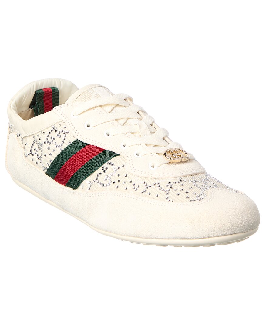 Gucci Gucci Gg Shift Crystal Suede & Canvas Sneaker