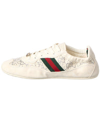 Gucci Gucci Gg Shift Crystal Suede & Canvas Sneaker