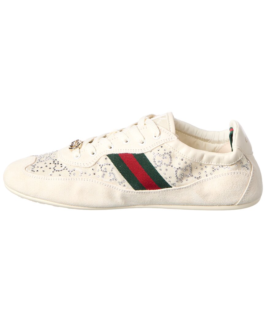 Gucci Gucci Gg Shift Crystal Suede & Canvas Sneaker