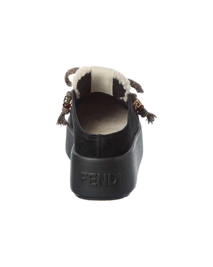 FENDI Fendi Apres Chic Suede & Shearling Sabot Mule