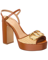 Valentino Valentino Vlogo Signature Raffia & Leather Sandal