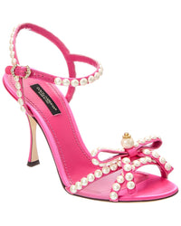 Dolce & Gabbana Dolce & Gabbana Pearl & Crystal-Embellished Bow Satin Sandal