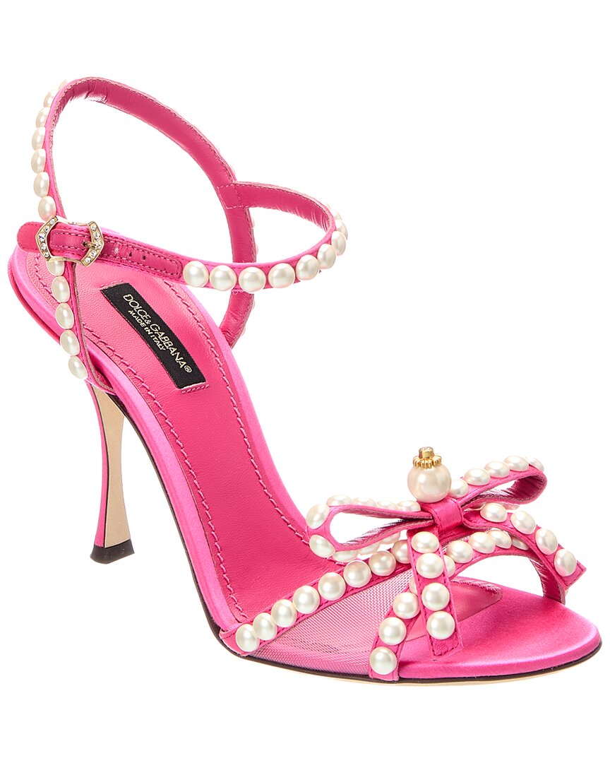 Dolce & Gabbana Dolce & Gabbana Pearl & Crystal-Embellished Bow Satin Sandal
