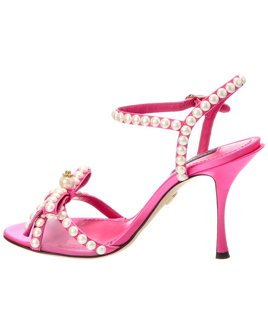 Dolce & Gabbana Dolce & Gabbana Pearl & Crystal-Embellished Bow Satin Sandal