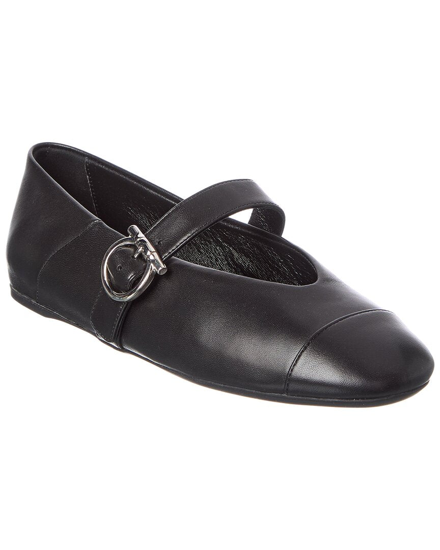 Ferragamo Ferragamo Gancini Leather Ballet Flat