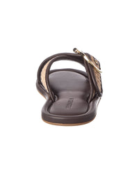 Ferragamo Ferragamo Double Strap Gancini Raffia & Leather Sandal