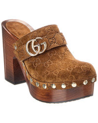 Gucci Gucci Gg Logo Suede Mule