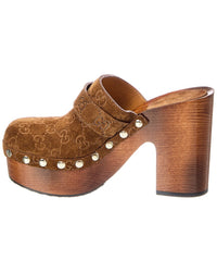 Gucci Gucci Gg Logo Suede Mule