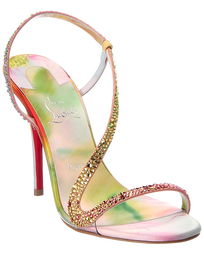 Christian Louboutin Rosa Z Strass Botanica 100 Suede Sandal