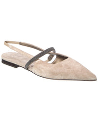 Brunello Cucinelli Brunello Cucinelli Suede Slingback Flat