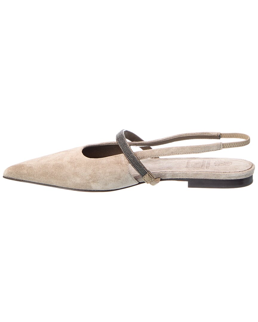Brunello Cucinelli Brunello Cucinelli Suede Slingback Flat