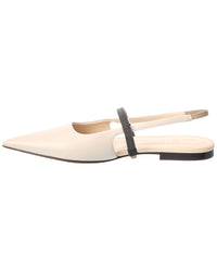 Brunello Cucinelli Brunello Cucinelli Leather Slingback Flat