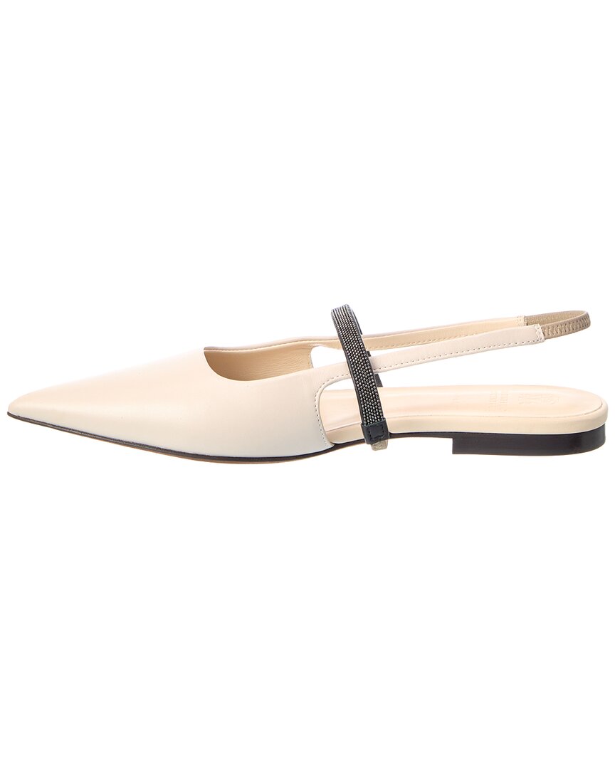Brunello Cucinelli Brunello Cucinelli Leather Slingback Flat