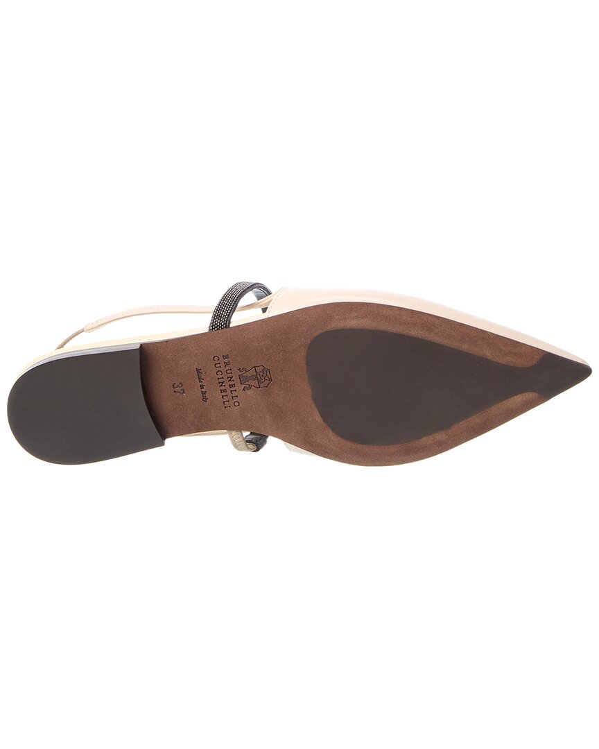 Brunello Cucinelli Brunello Cucinelli Leather Slingback Flat