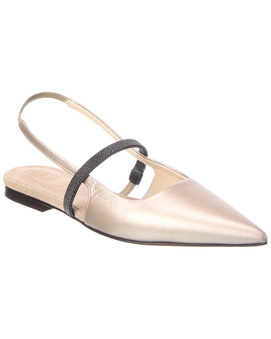Brunello Cucinelli Brunello Cucinelli Leather Slingback Flat