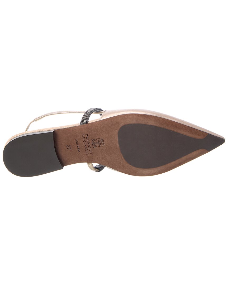 Brunello Cucinelli Brunello Cucinelli Leather Slingback Flat