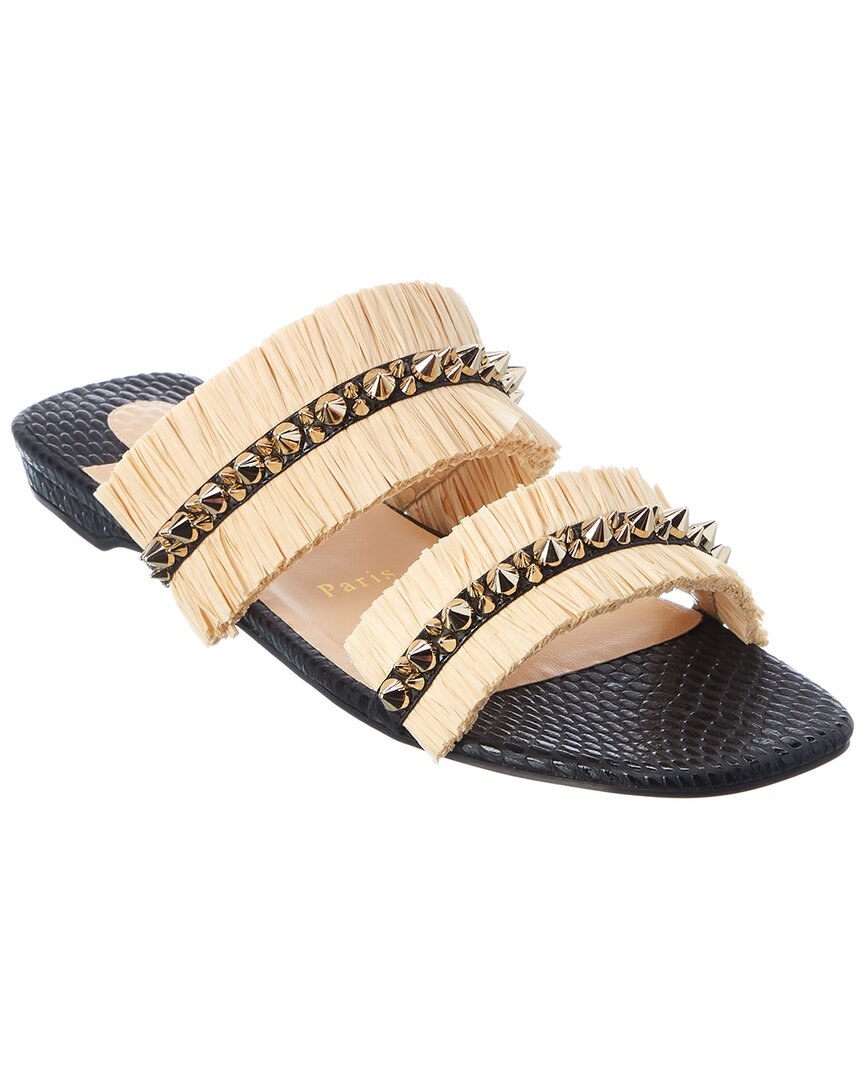 Christian Louboutin Christian Louboutin Marivodou Raffia & Leather Sandal