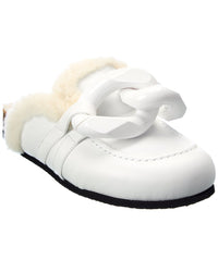 Jw Anderson Chain Shearling & Leather Mule 36 White