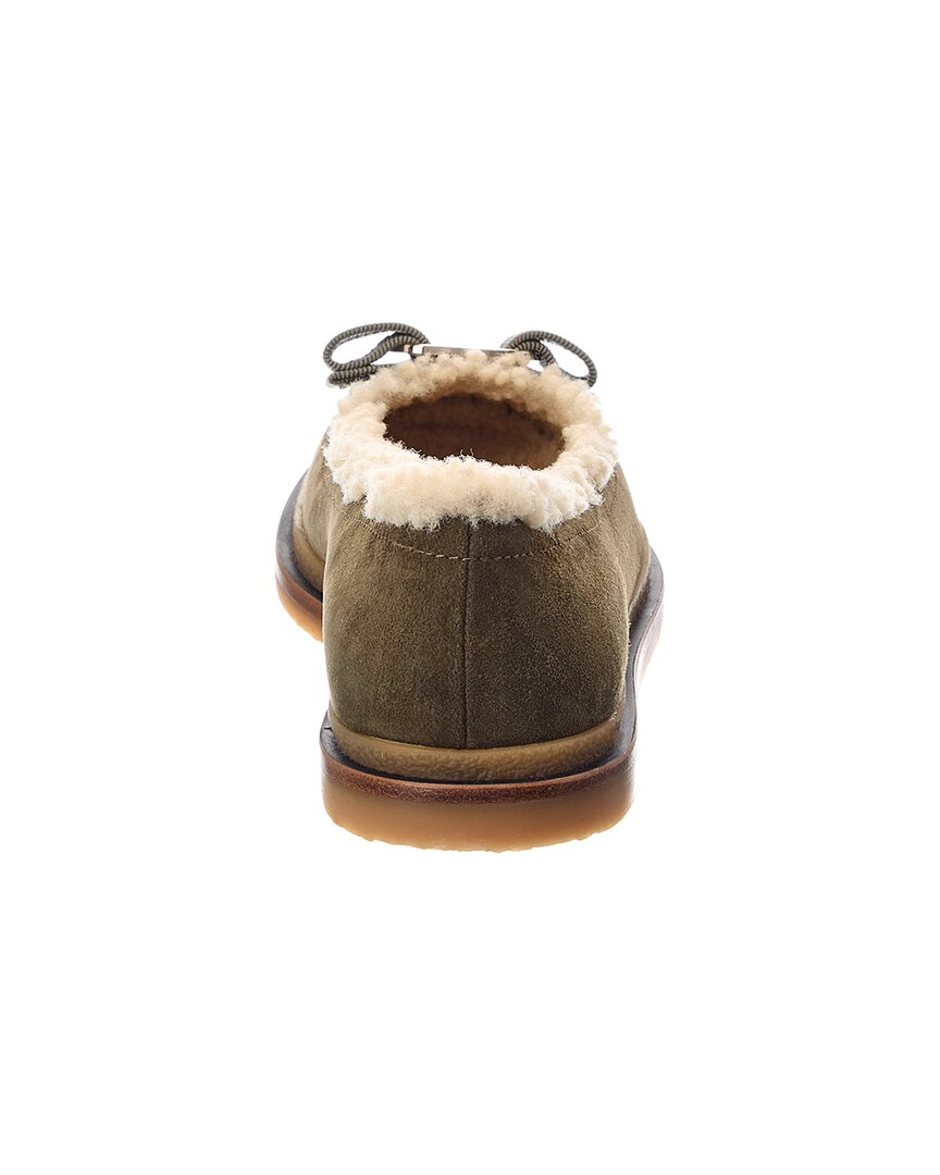 Ferragamo Varina Suede & Shearling Ballerina Flat