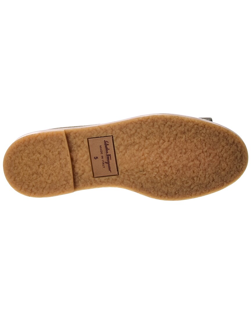 Ferragamo Varina Suede & Shearling Ballerina Flat