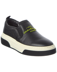 Ferragamo Leather Slip On Sneaker