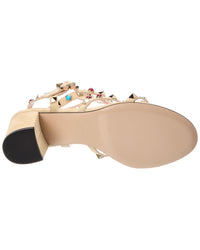 Valentino Caged Rockstud 58 Suede Ankle Strap Sandal
