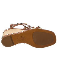 Valentino Valentino Rockstud Caged 90 Leather Ankle Strap Wedge Sandal