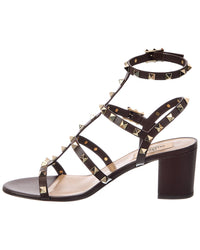 Valentino Valentino Rockstud Caged 50 Leather Ankle Strap Sandal