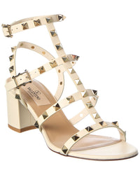 Valentino Valentino Rockstud Caged 50 Leather Ankle Strap Sandal