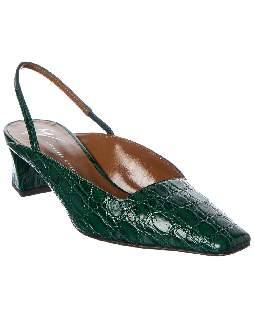 Giuseppe Zanotti Brenda 45 Croc-Embossed Leather Slingback Pump