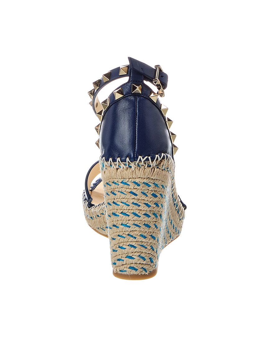 Valentino Valentino Rockstud Leather Wedge Sandal