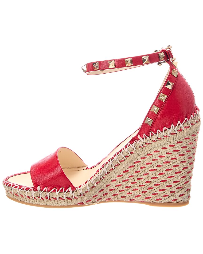Valentino Valentino Rockstud 90 Leather Wedge Sandal