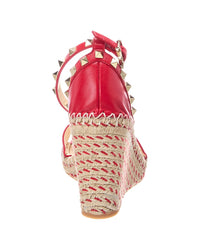 Valentino Valentino Rockstud 90 Leather Wedge Sandal