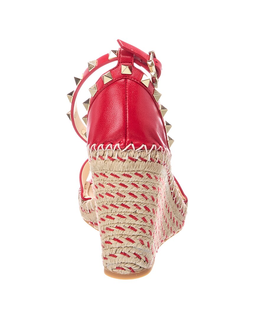 Valentino Valentino Rockstud 90 Leather Wedge Sandal